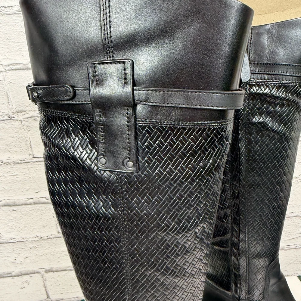 FRANCO SARTO Black L Colt Tall Leather Boots Knee High Shoes Woman's 6.5 NEW